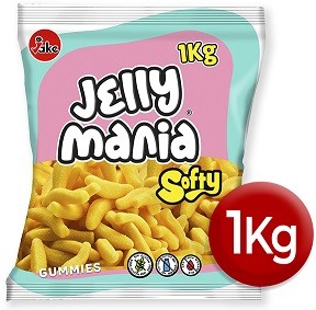Goma Jelly Mania Banana Açúcar 1Kg (caixa de 12 unidades)