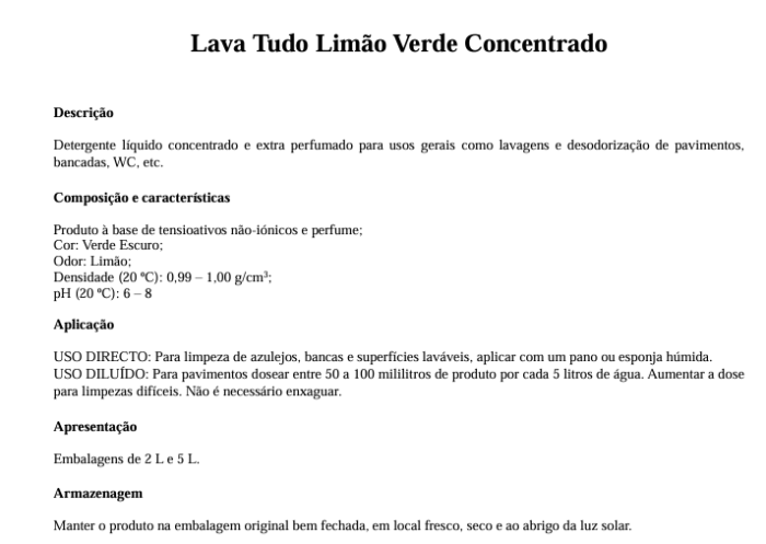 Lava Tudo Limão Verde Concentrado 5 L (caixa de 4 unidades) - Image 2